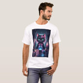 Schwarze Katze mit rosa Ribbon Fortune Teller T-Shirt (Vorne ganz)