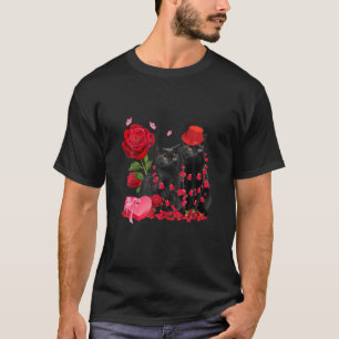 Schwarze Katze mit Rose Valentine Valentine Cat Lo T-Shirt