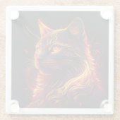 Schwarze Katze mit Rot- und Goldener Aura Glasuntersetzer (Rückseite)