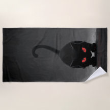 Schwarze Katze mit roten Augen – Dark Minimal Art