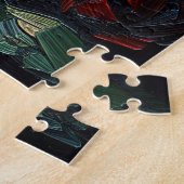Schwarze Katze mit roten Rosen Gothic-Puzzle Puzzle (Seite)