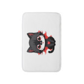 Schwarze Katze mit roter Farbe Badematte (Vorderseite Vertikal)