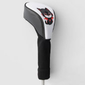 Schwarze Katze mit roter Farbe Golf Headcover (angewinkelt)