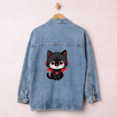Schwarze Katze mit roter Farbe Jeansjacke (Hangar)