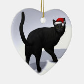 Schwarze Katze mit Santa Cap Keramikornament (Rechts)