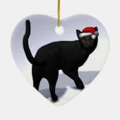 Schwarze Katze mit Santa Cap Keramikornament (Hinten)