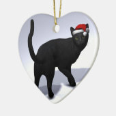 Schwarze Katze mit Santa Cap Keramikornament (Links)