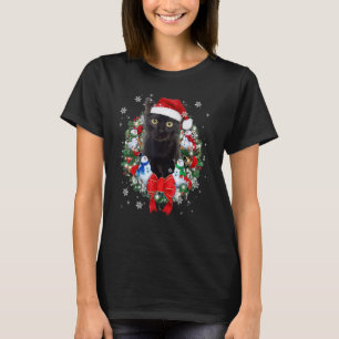 Schwarze Katze mit Santa-Hut und -Schal Rentier We T-Shirt