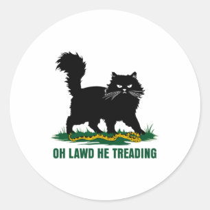 Schwarze Katze mit Schlange Oh, lawd er erzählt Na Runder Aufkleber