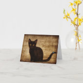 Schwarze Katze mit Schmetterling Notecard Karte (Gelbe Blume)