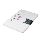 Schwarze Katze mit Schmetterlingen 606 Badematte (Schrägansicht)