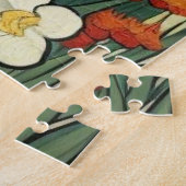 Schwarze Katze mit Schwertlilien Puzzle (Seite)