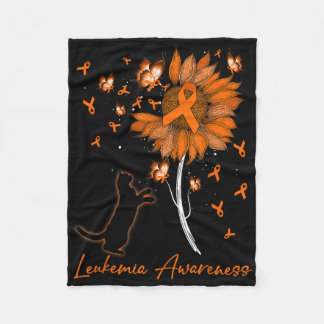 Schwarze Katze mit Sonnenblume & orangem Band Leuk Fleecedecke