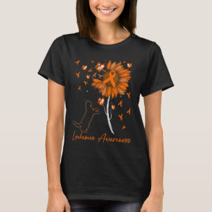 Schwarze Katze mit Sonnenblume & orangem Band Leuk T-Shirt