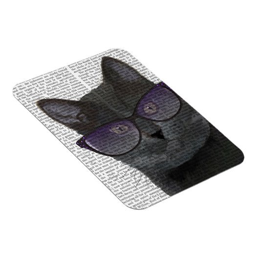 Schwarze Katze mit Sonnenbrille 2 Magnet (Rechte Seite)