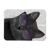 Schwarze Katze mit Sonnenbrille 2 Magnet (Horizontal)