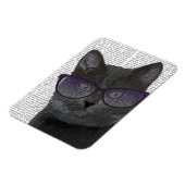 Schwarze Katze mit Sonnenbrille 2 Magnet (Linke Seite)
