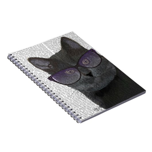 Schwarze Katze mit Sonnenbrille 2 Notizblock (Rechte Seite)