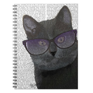 Schwarze Katze mit Sonnenbrille 2 Notizblock