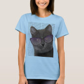 Schwarze Katze mit Sonnenbrille 2 T-Shirt (Vorderseite)
