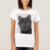 Schwarze Katze mit Sonnenbrille 2 T-Shirt (Vorderseite)