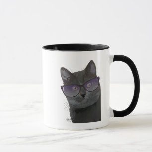 Schwarze Katze mit Sonnenbrille 2 Tasse