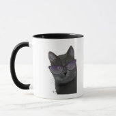 Schwarze Katze mit Sonnenbrille 2 Tasse (Links)