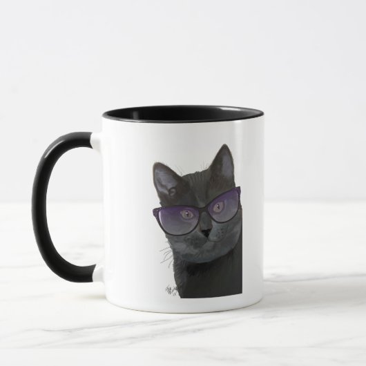 Schwarze Katze mit Sonnenbrille 2 Tasse (Links)