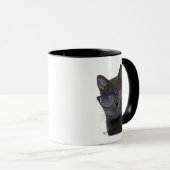 Schwarze Katze mit Sonnenbrille 2 Tasse (VorderseiteRechts)
