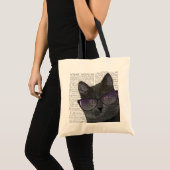 Schwarze Katze mit Sonnenbrille 2 Tragetasche (Vorderseite (Produkt))