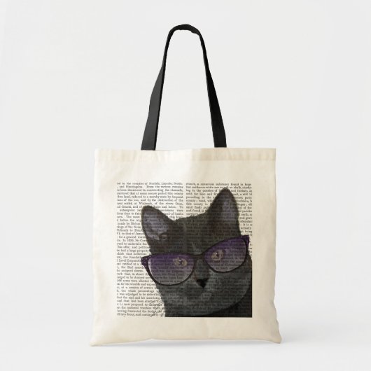 Schwarze Katze mit Sonnenbrille 2 Tragetasche (Vorne)