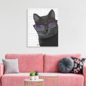 Schwarze Katze mit Sonnenbrille Leinwanddruck (Insitu (Wohnzimmer))