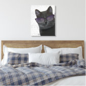 Schwarze Katze mit Sonnenbrille Leinwanddruck (Insitu (Schlafzimmer))