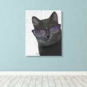 Schwarze Katze mit Sonnenbrille Leinwanddruck (Insitu (Holzboden))