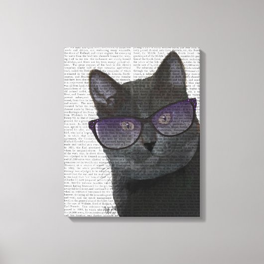 Schwarze Katze mit Sonnenbrille Leinwanddruck (Vorderseite)