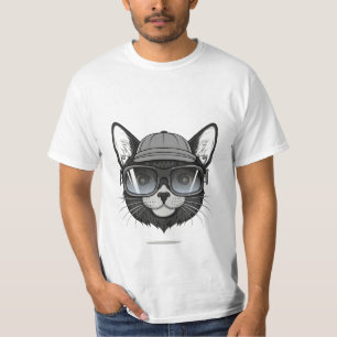 Schwarze Katze mit Sonnenbrille, lustige Katze T-Shirt