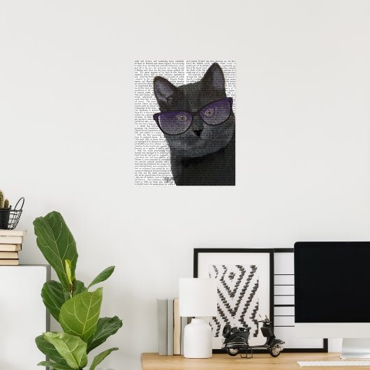 Schwarze Katze mit Sonnenbrille Poster (Heimbüro)