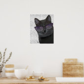 Schwarze Katze mit Sonnenbrille Poster (Küche)