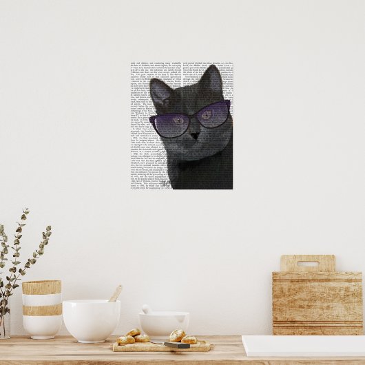 Schwarze Katze mit Sonnenbrille Poster (Küche)