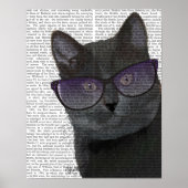 Schwarze Katze mit Sonnenbrille Poster (Vorne)