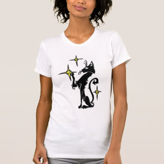 Schwarze Katze mit Stern-T-Shirt T-Shirt