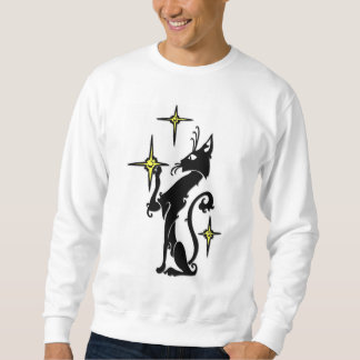 Schwarze Katze mit Sternen Sweatshirt