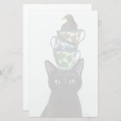 Schwarze Katze mit Teacups und Blackbird Briefpapier (Vorne/Hinten)