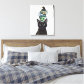 Schwarze Katze mit Teacups und Blackbird Leinwanddruck (Insitu (Schlafzimmer))