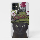 Schwarze Katze mit Teekanne und Eule Case-Mate iPhone Hülle (Rückseite)