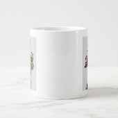 Schwarze Katze mit Teekanne und Eule Jumbo-Tasse (Vorderseite)