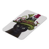 Schwarze Katze mit Teekanne und Eule Magnet (Linke Seite)