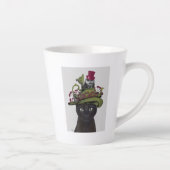 Schwarze Katze mit Teekanne und Eule Milchtasse (Rechts)