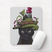 Schwarze Katze mit Teekanne und Eule Mousepad (Mit Mouse)