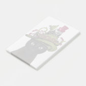 Schwarze Katze mit Teekanne und Eule Post-it Klebezettel (angewinkelt)